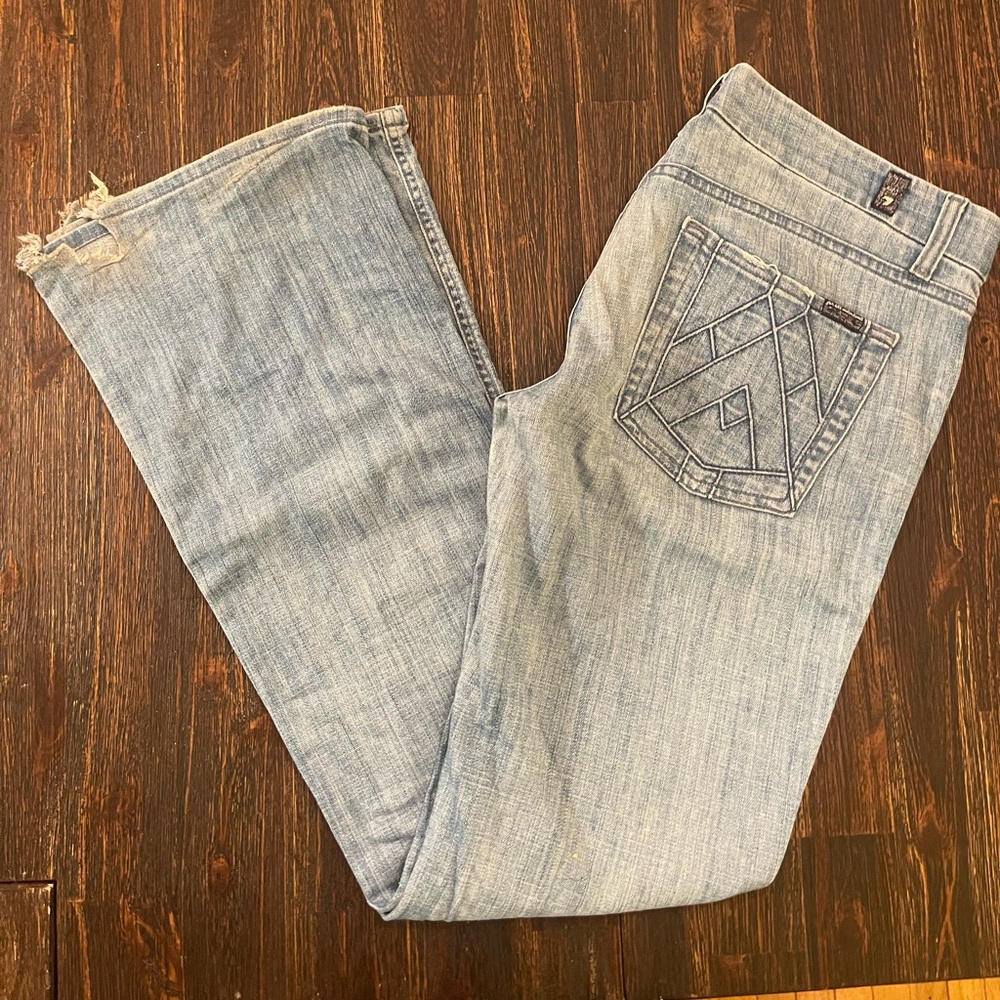 7 For All Mankind A Pocket Bootcut Ripped Jeans Size 32